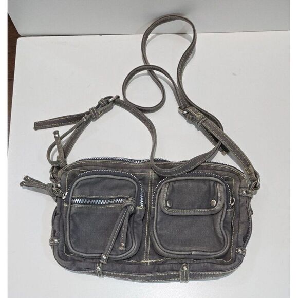 American Eagle Outfitters Gray Canvas Crossbody Bag With Multiple Pockets - Picture 2 of 6